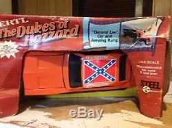 1982 ertl 1/16 scale the dukes of hazzard general lee car and jumping ramp