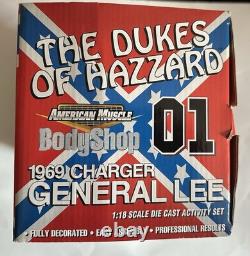 American Muscle Dukes Of Hazzard General Lee 1969 Charger Bodyshop 1/18 Scale