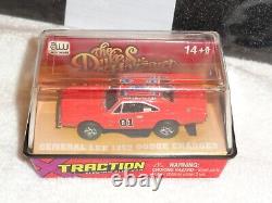 Auto World X-TRACTION General Lee Dukes of Hazzard HO Slot car Banded to Cube