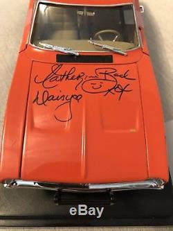 Autographed Dukes Of Hazzard 69 Charger 118 Scale Bach Wopat Barris + 4 Psa