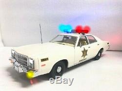 CUSTOM 1977 Plymouth FURY HAZZARD COUNTY SHERIFF Working LIGHTS and SIREN 1/18