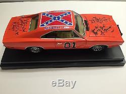 DUKES OF HAZZARD Catherine Bach Wopat Schneider signed GENERAL LEE Die Cast Car