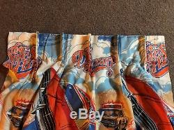 Dukes of Hazzard 1982 pair of 23 x 62 Pleated Curtain Panels with General Lee