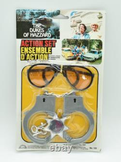 Dukes of Hazzard ACTION SET, Handcuffs, Glasses & Badge, 1981 Rack Toy, MOC