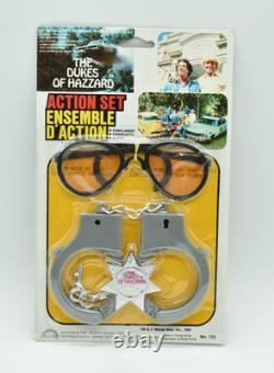 Dukes of Hazzard ACTION SET, Handcuffs, Glasses & Badge, 1981 Rack Toy, MOC