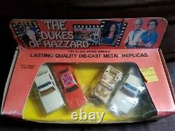 Dukes of Hazzard General Lee 1981 ERTL 1/64 4 Car Set with Daisy's Jeep, Cop Cars