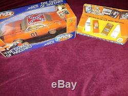 Dukes of Hazzard dirty General Lee 1/18 + Ertl 4 Pack w rare Cooters Tow Truck