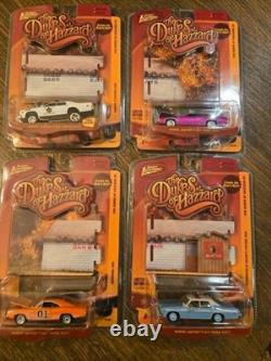 Johnny Lightning Dukes Of Hazzard 4 Car COMPLETE Set Boar's Nest Puzzle Sign