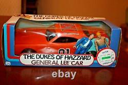 Vintage 1981 MEGO Dukes of Hazzard General Lee Car with Bo & Luke Duke MIB sealed