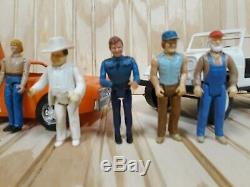 Vintage 1981 The Dukes of Hazzard 3 3/4 Action Figures withJeep & Car Lot W. B